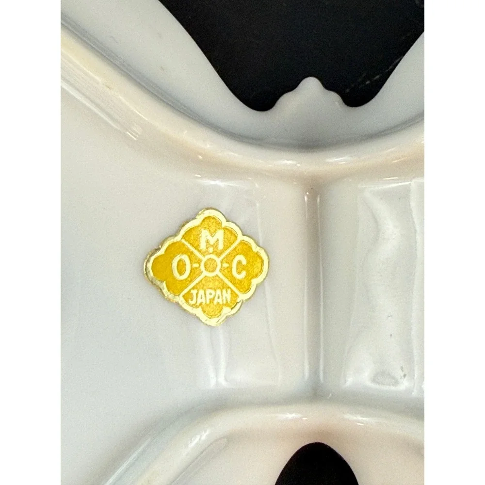 VTG O.M.C. Japan White Porcelaing Butterfly Trinket Jewelry Dish 6X4.5in